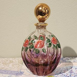 Vintage Hand Painted Rose Pattern Perfume Bottle
